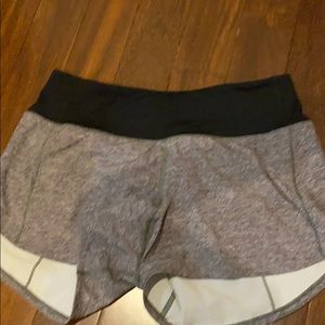 Lululemon Grey and Black Speed up shorts size 6